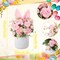 Spring Easter Table Centerpiece – Artificial Flower Bunny Ear with Vase, 13.8 x 5.1 Inches, Pink Plush Rabbit Decor for Dining Room, Home & Office